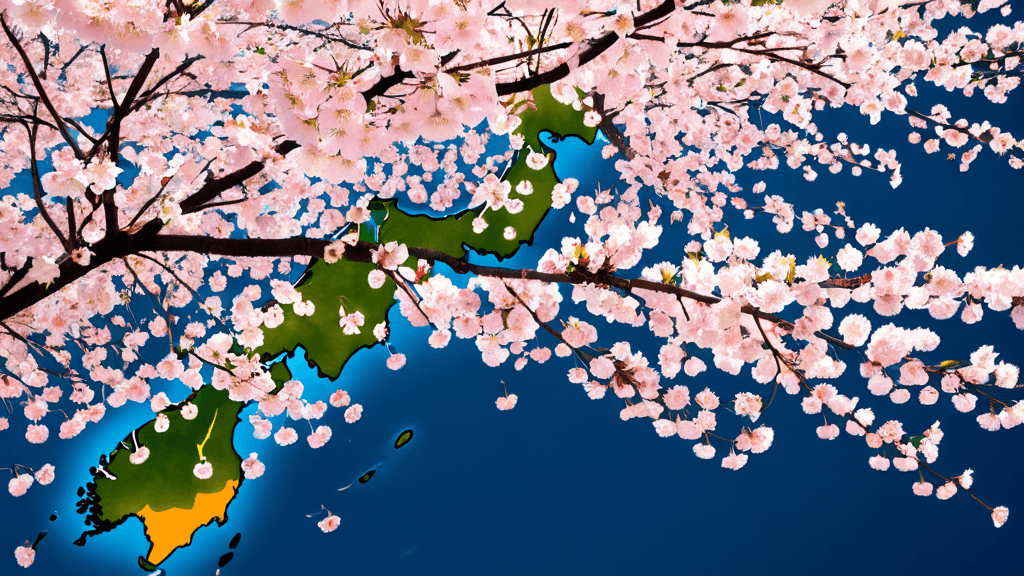 Cherry blossom forecast map showing bloom dates across Japan